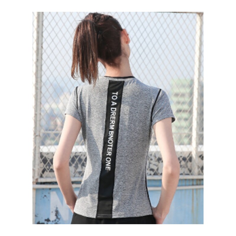 健身瑜伽服上衣 修身大码弹力跑步运动短袖T恤女夏