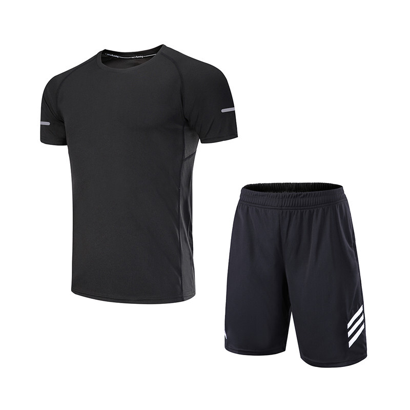 运动健身套装男夏季户外休闲服速干透气吸湿排汗跑步训练篮球短袖短裤两件套