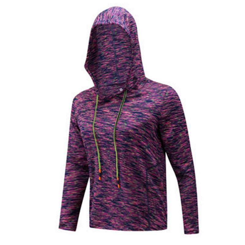 新款宽松连帽运动上衣女速干透气排汗健身跑步长袖T恤罩衫