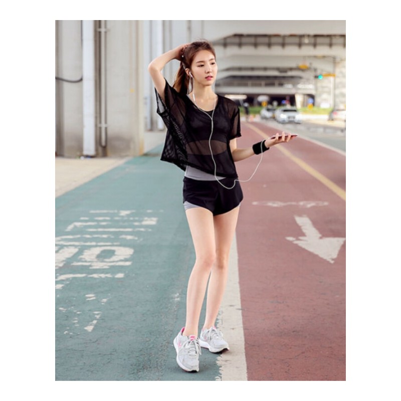 夏季新款运动罩衫女 韩版时尚宽松大码透气运动T恤短袖防晒速干