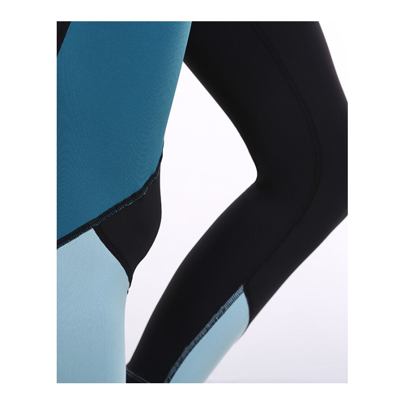运动紧身长裤夏季新款个性蓝黑拼色健身裤跑步训练裤