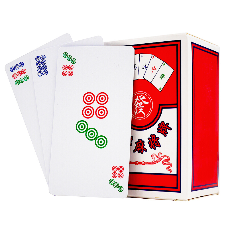 纸牌麻将扑克牌防水加厚塑料迷你旅行便携小纸麻将牌纸牌送色子