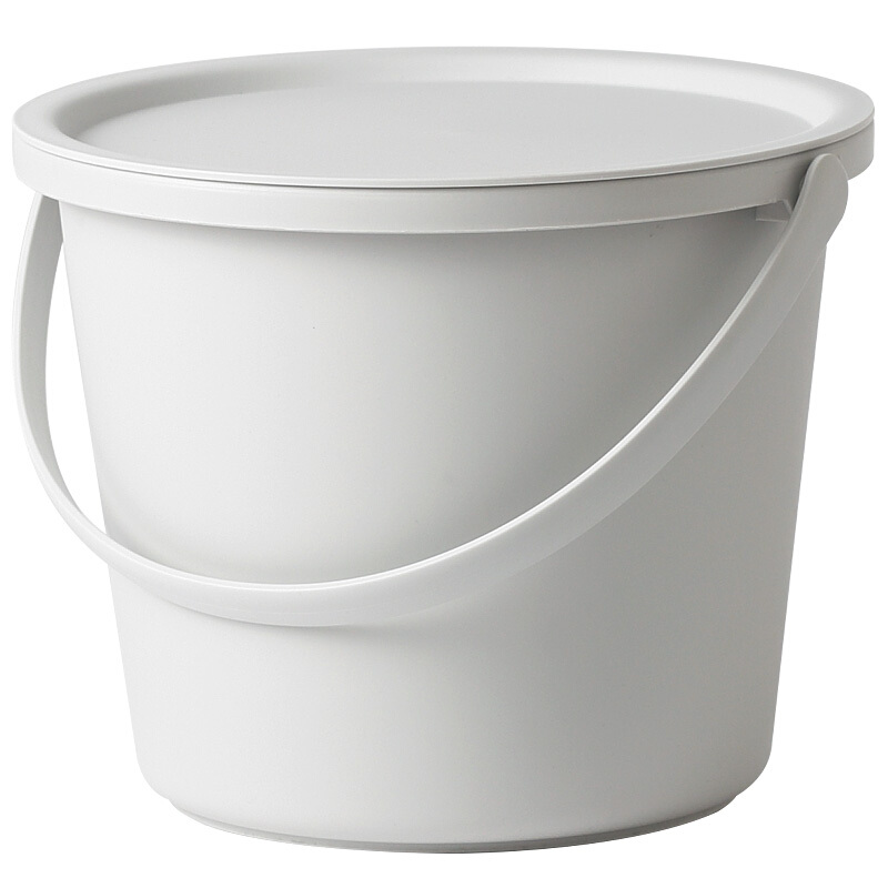 家用塑料水桶带盖洗衣桶手提储水桶圆桶厨房清洁水桶 灰白色