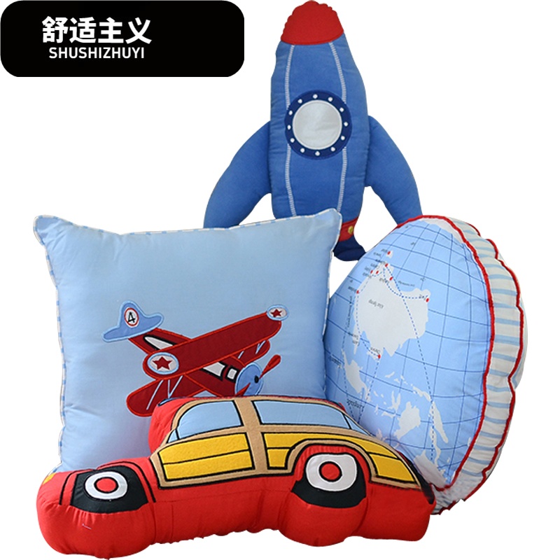 儿童卡通汽车抱枕飞机男孩女孩睡觉造型陪伴创意抱枕靠垫