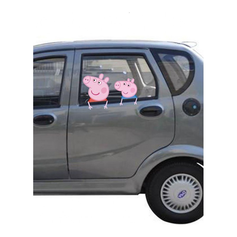 小猪佩奇踢球车贴后窗3D立体搞笑可爱佩琪乔治乘车反光贴汽车贴纸