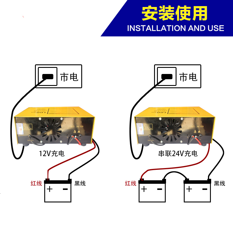 适用于全自动智能汽车电瓶充电器修复蓄电池充电机12v24V自动识别100