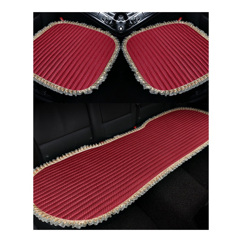 夏季凉垫冰丝亚麻四季通用汽车坐垫三件套无靠背单片后排可爱座垫