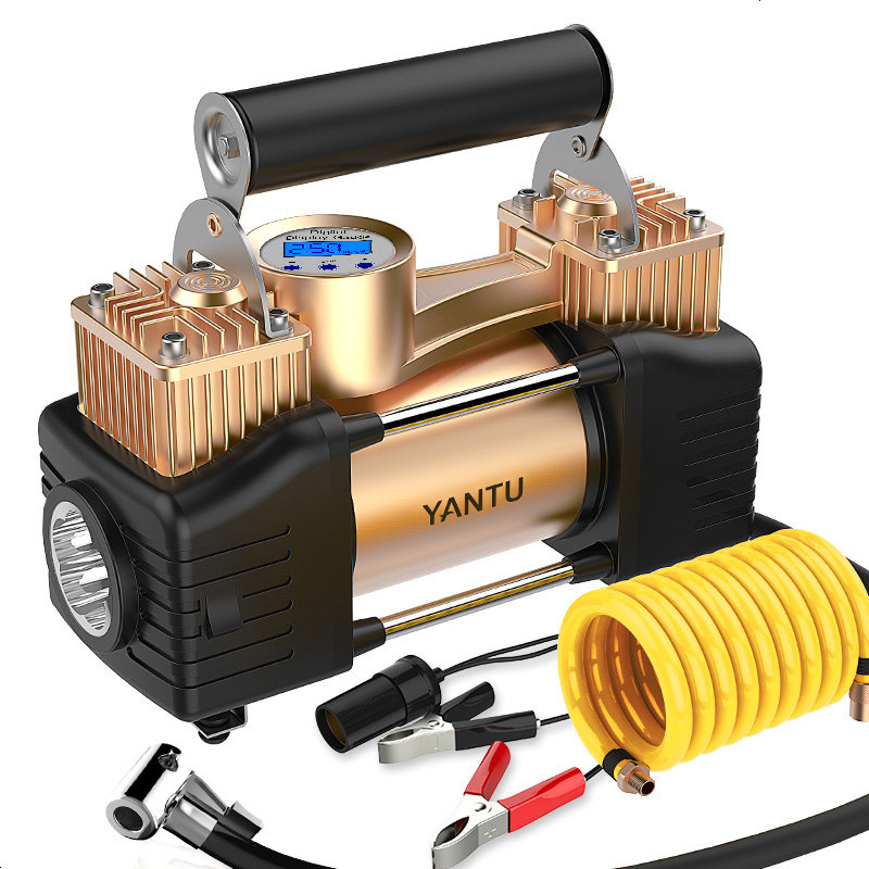 汽车充气泵车载打气泵12v双缸德国高压汽车用便携式多功能打气泵