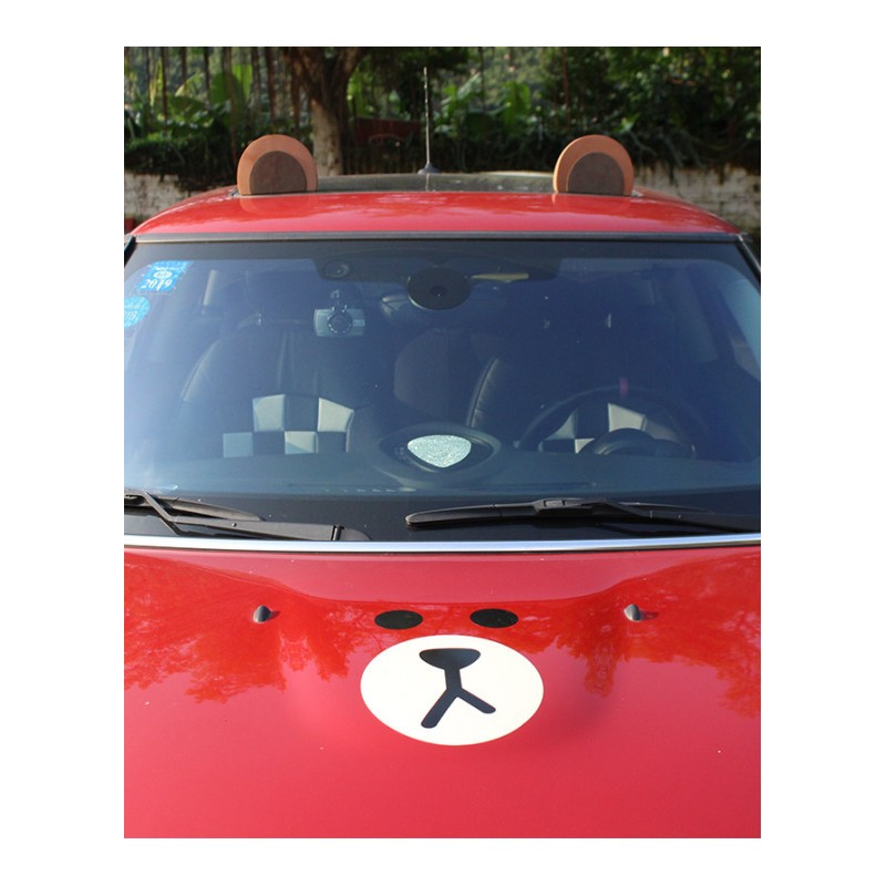 汽车车顶布朗熊机盖装饰熊耳朵摆件可爱外饰品smart改装卡通车贴