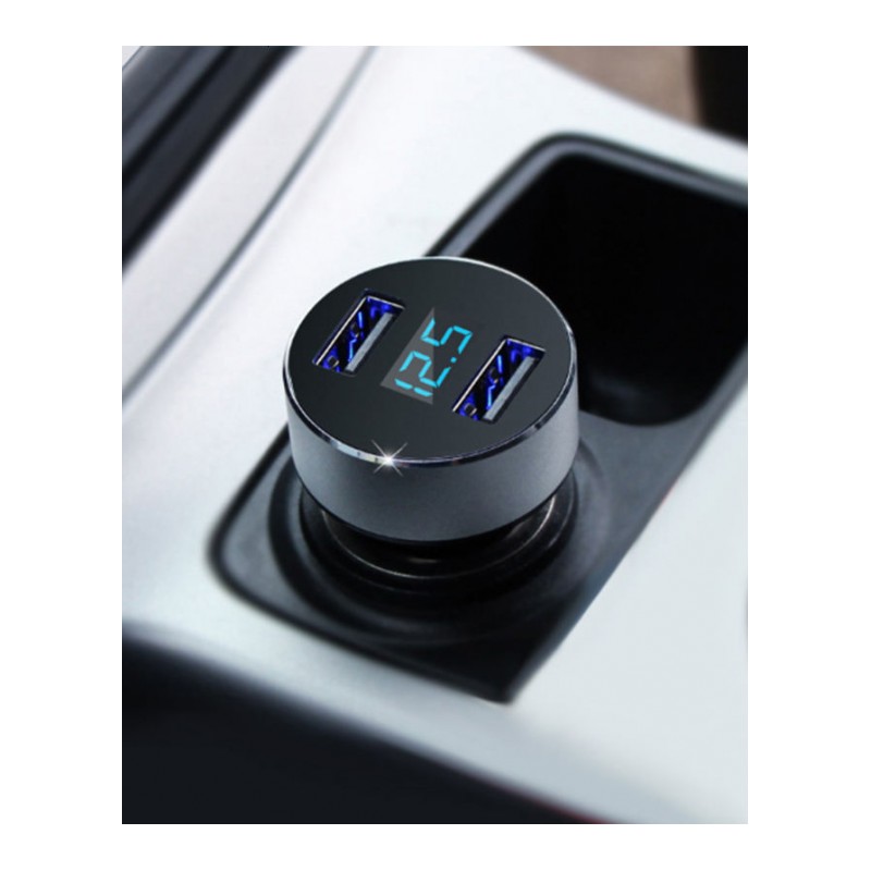 韩国现代手机车载充电器插头汽车用多功能车充一拖二点烟器双USB