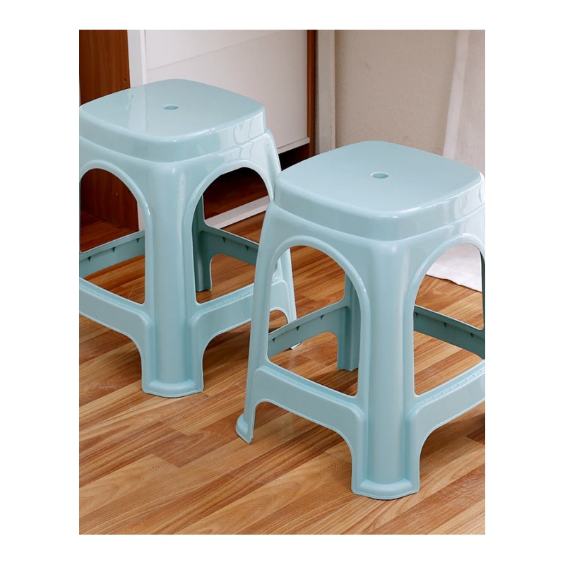 成人家用加厚塑料凳子时尚创意高板凳餐桌方椅子客厅简约胶圆登子