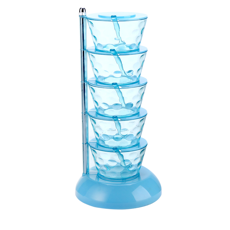 家用厨房用品可旋转佐料瓶料盒五件套组合装塑料味品醋装盐罐