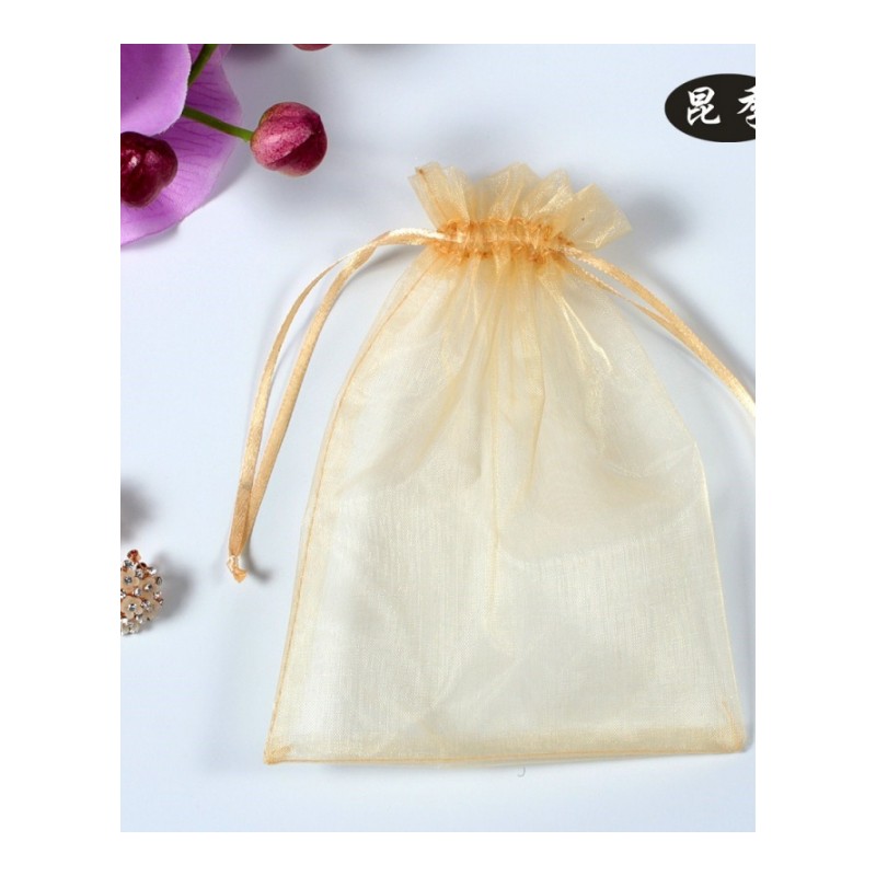 珍珠纱袋定制束口袋透明喜糖袋子小号包装袋抽绳化装品试用装纱袋
