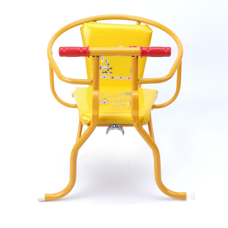 自行车儿童座椅 带把手前后两用单车宝宝挂椅小孩后座椅 黄色-前后2用+安带