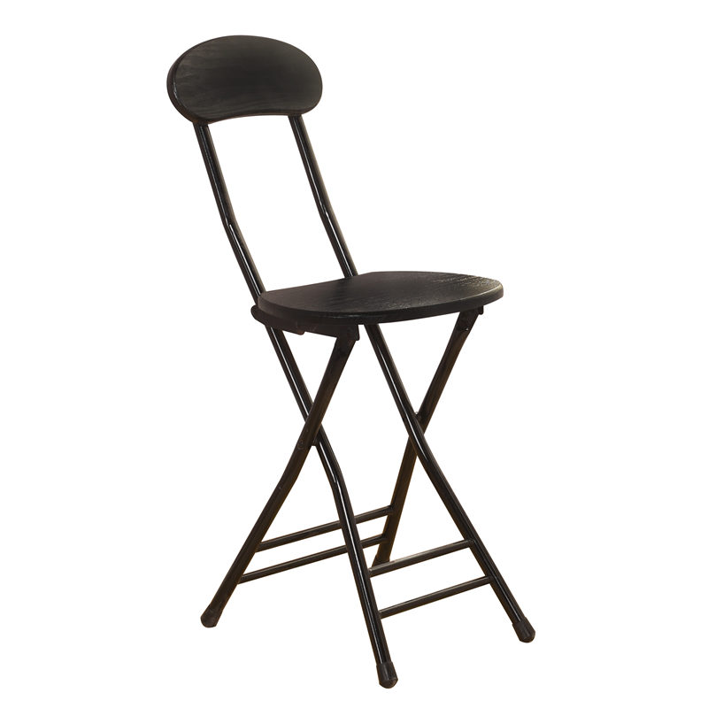 加固凳子家用餐椅折叠椅靠背小椅子圆凳子简易塑料折叠凳子便携式黑色黑架双梁加固型