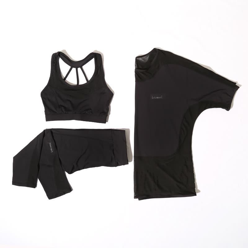 2017春秋瑜伽服宽松镂空罩衫速干透气上衣健身房跑步运动套装
