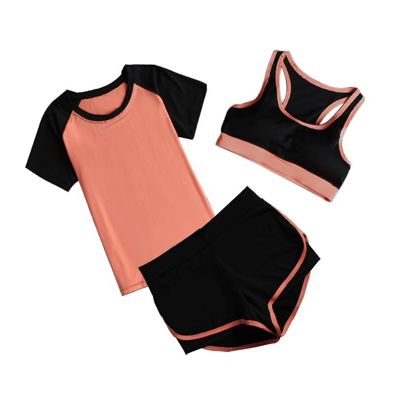 健身房运动套装女夏2018新款专业跑步健身服速干晨跑瑜伽服套装女