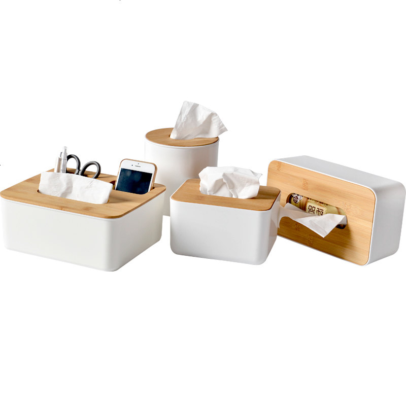 欧式简约竹木质纸巾盒创意客厅纸巾盒车用抽纸盒桌面小收纳盒