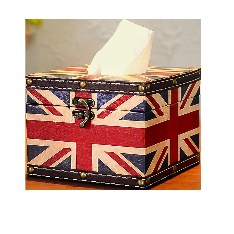 纸巾盒复古创意家居皮革防水车载抽纸盒木质餐巾纸盒装饰品摆件
