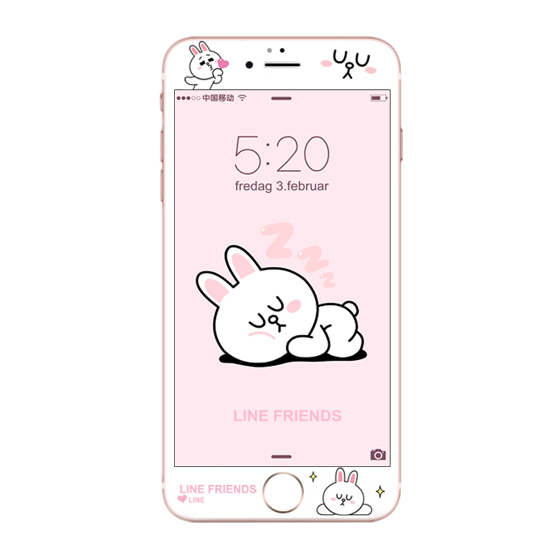 ✅韩国布朗熊苹果手机膜7plus卡通可爱钢化膜全屏6s钢化膜小清新