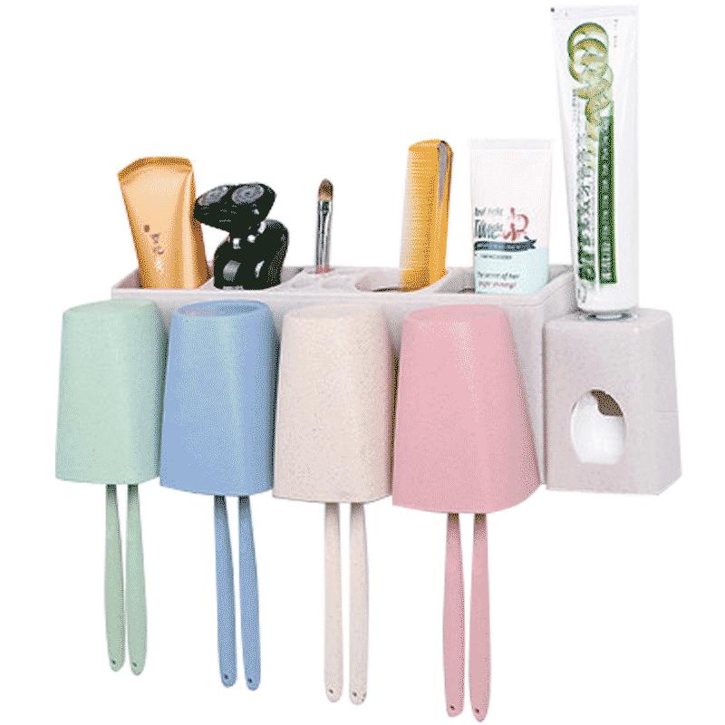 吸壁式牙刷架洗漱套装壁挂吸盘牙刷架免打孔牙膏牙具刷牙漱口杯