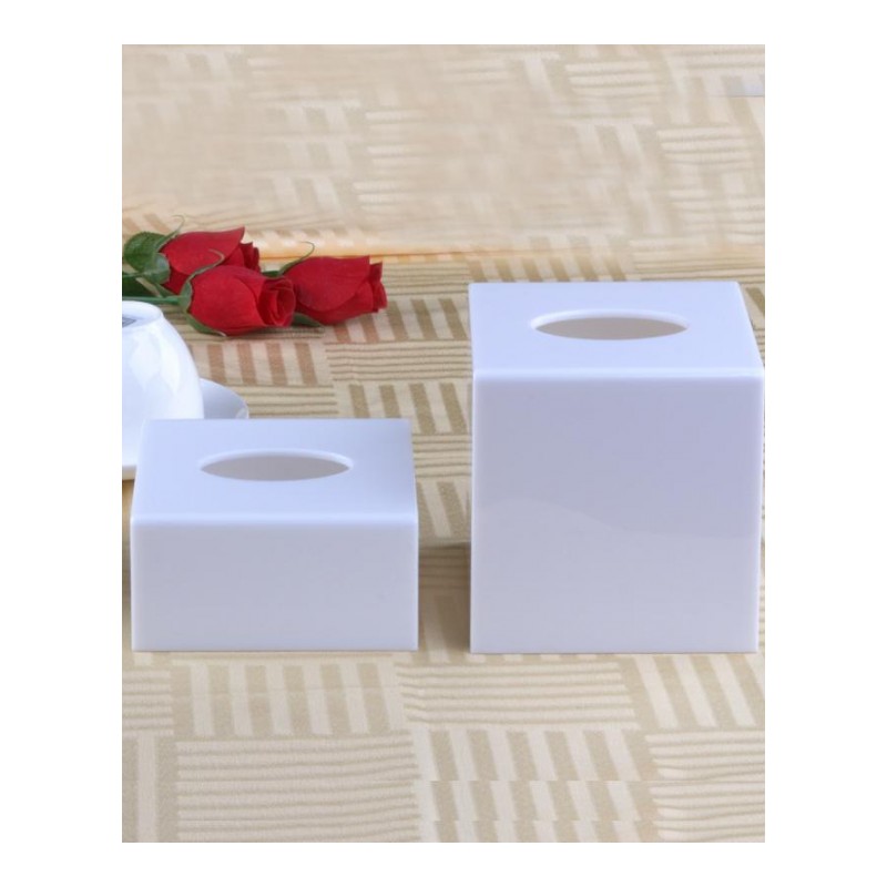 亚克力简约纸巾盒 白欧式抽纸盒 创意餐巾盒塑料方酒店纸抽盒卷纸