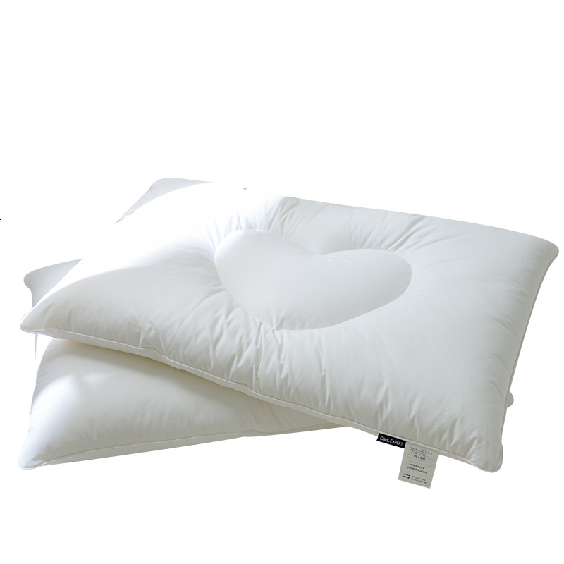 爱心羽丝绒枕头枕芯简约大豆纤维枕护颈枕棉低枕助睡眠亲肤单个
