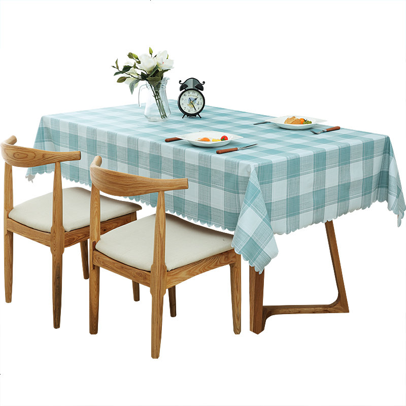 茶几餐桌布防水防油防烫PVC塑料免洗桌布 欧式田园格子长方形桌垫