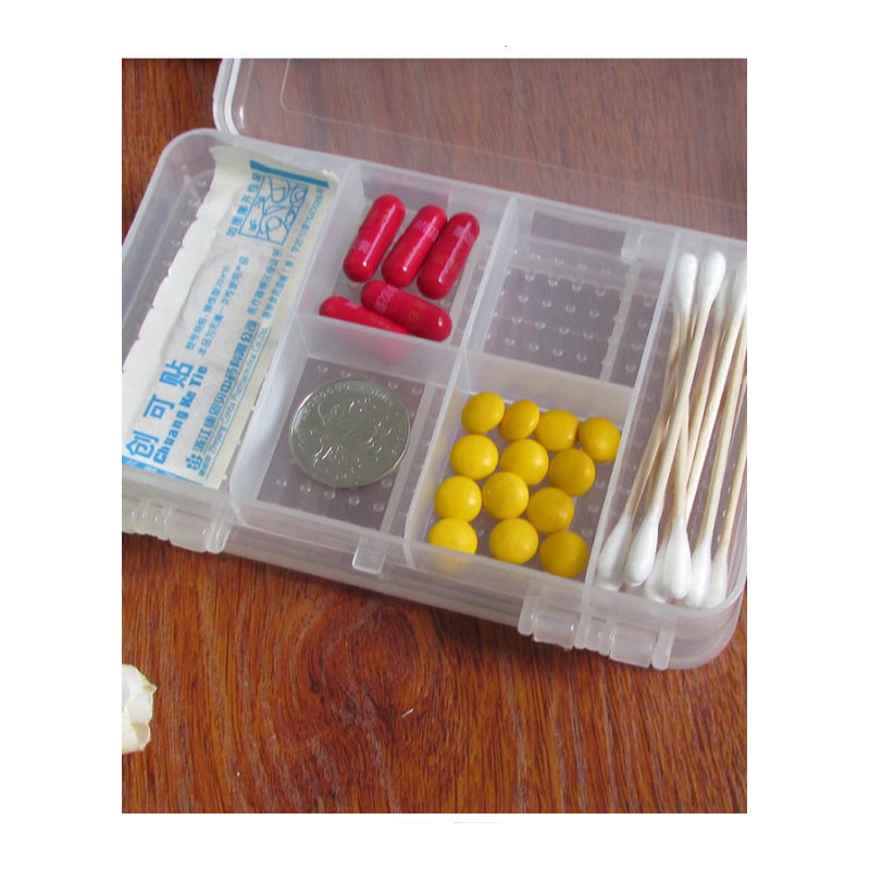 Enyakids透明药盒大容量便携式外出片剂盒分药盒三格多功能小塑料储物盒