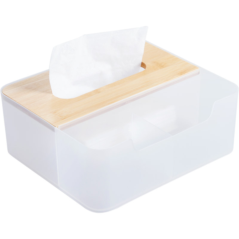 Enyakids 竹盖纸巾盒桌面塑料餐巾纸盒 遥控器收纳盒家用茶几抽纸盒