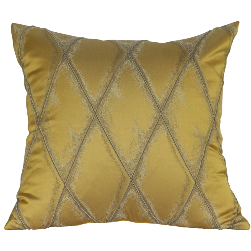 现代简约美式轻奢北欧黄色欧式艺术抱枕靠垫套沙样板房软装靠枕黄色摩登菱形格1811-7