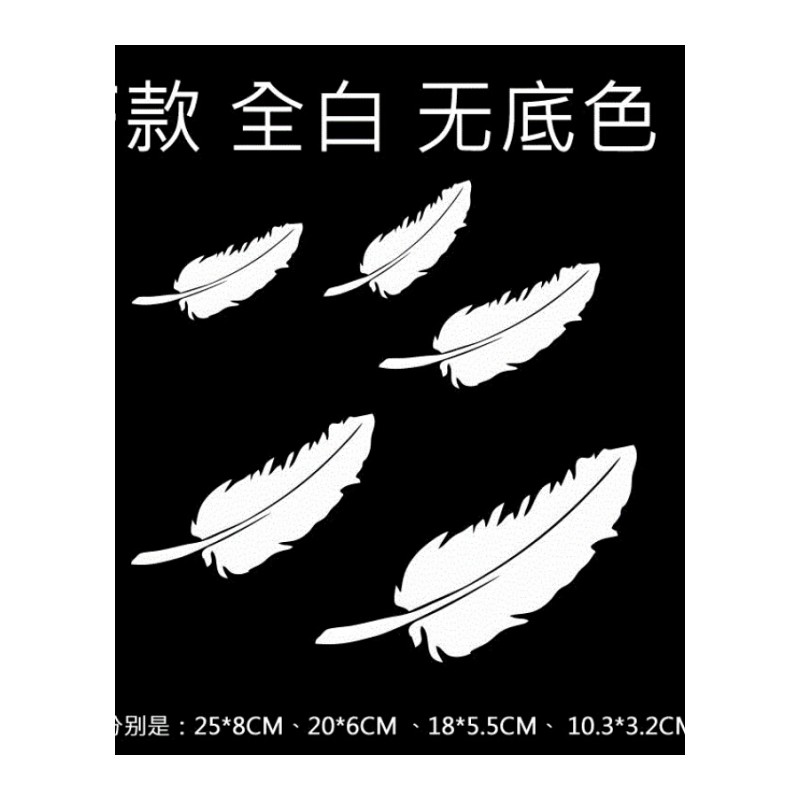 汽车遮痕贴羽毛车贴高清喷绘贴纸白底羽毛贴车身划痕小贴C款五色