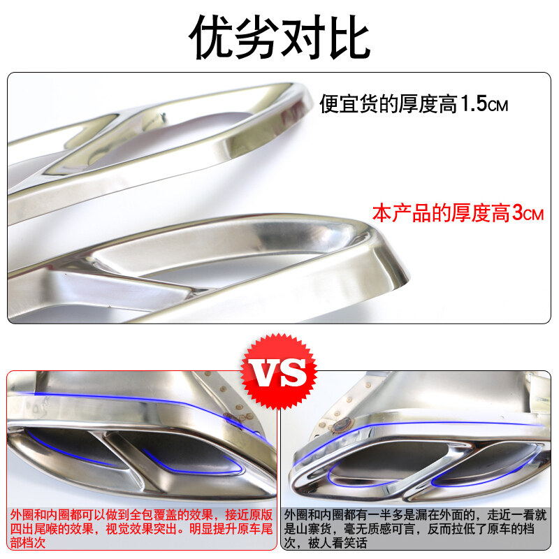 专用于奔驰新C级GLC新E级B级CLAGLSGLE改装四出排气尾喉装饰罩