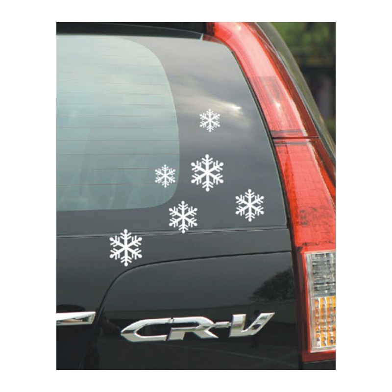 2018圣诞雪人雪花贴圣诞贴画装饰品玻璃窗贴纸贴花圣诞节车贴A款纯白5CM7CM8CM各2个