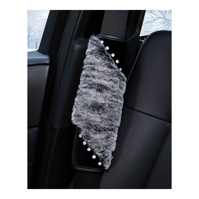 新款冬季毛绒可爱创意镶钻汽车手刹套排挡套档把套安全带护肩套女