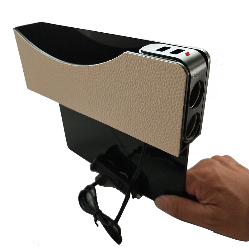 通用车载储物盒座椅夹缝盒车用多功能汽车缝隙收纳盒usb手机充电