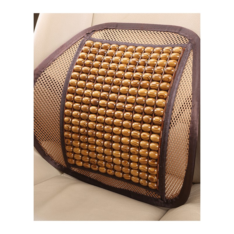 厂家 夏季按摩木珠汽车靠背腰垫座椅靠垫护腰办公室汽车用品 浅棕色 40*40