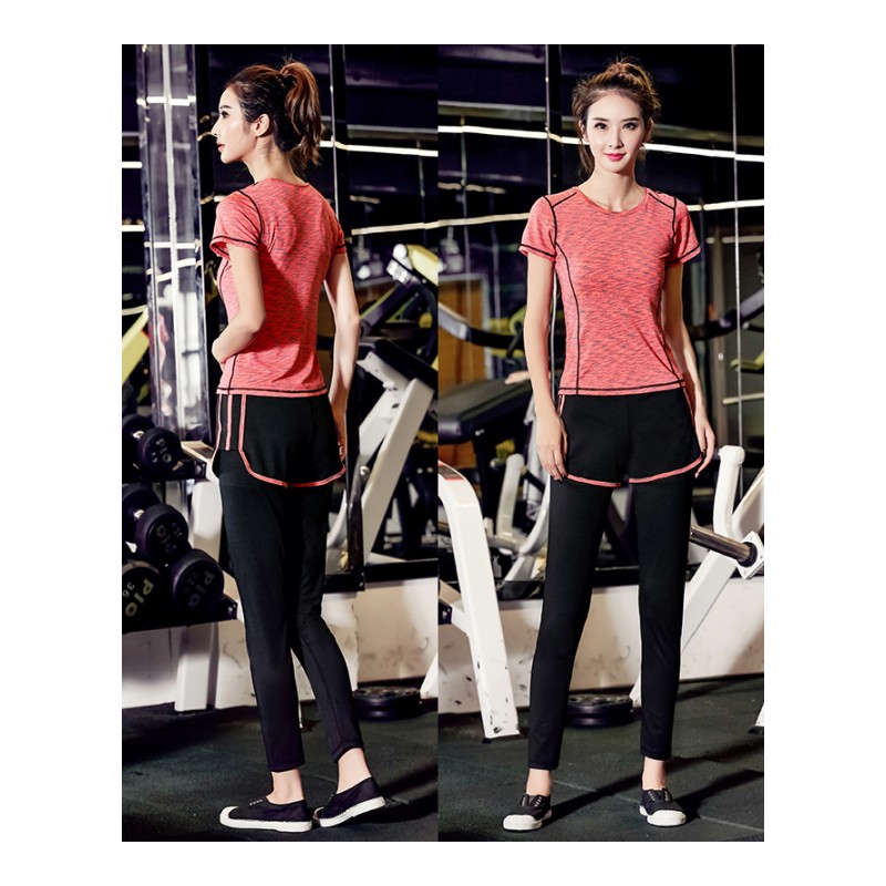 2017夏季新款显瘦瑜伽服女 运动套装女跑步紧身裤健身房速干套装