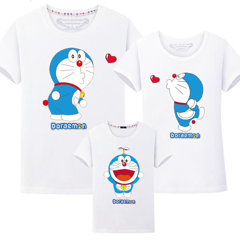[促销]亲子装短袖T恤夏季卡通哆啦A梦机器猫情侣装半袖男女学生儿童T恤