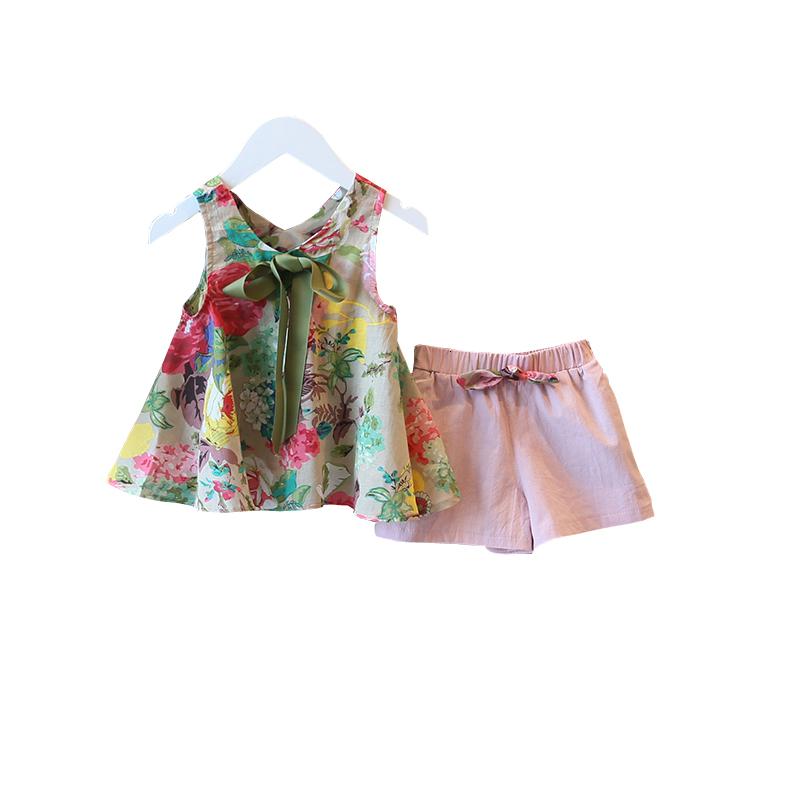 [促销]儿童套装女童夏1-2-3-4岁套装女宝宝童装短袖两件套小女孩套装夏