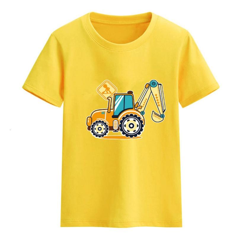 [促销]男童蓝色T恤挖土机2018新款儿童装夏装纯棉半袖小童中童短袖体恤