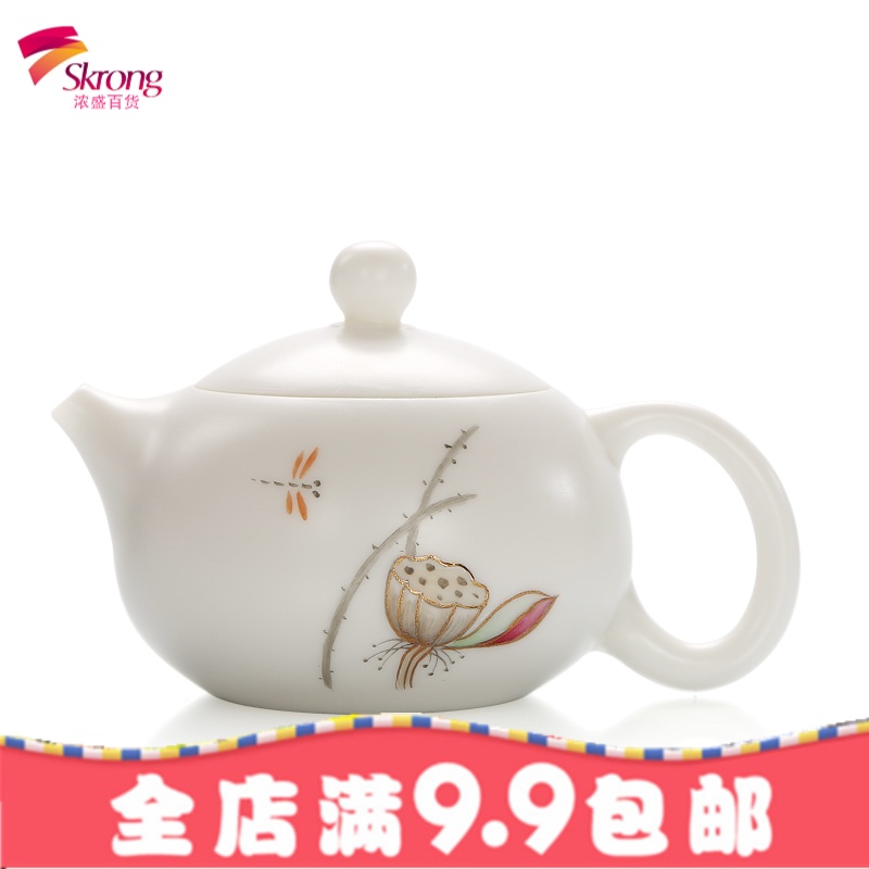 羊脂玉瓷茶壶手绘描金德化白瓷茶壶泡茶壶陶瓷功夫茶具单壶