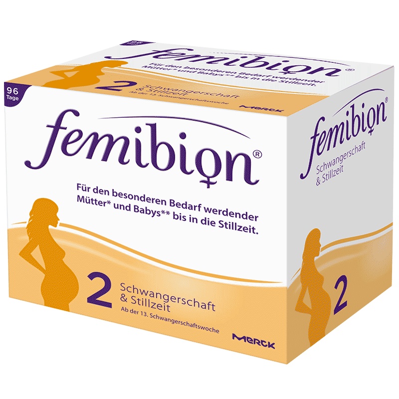德国femibion/伊维安2段96天量叶酸孕期哺乳DHA孕妇专用