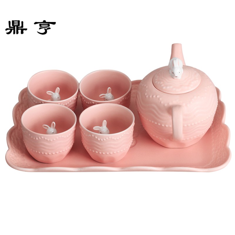 鼎亨家用茶壶陶瓷可爱花茶壶套装茶具茶壶特色泡茶欧式奶茶壶小水