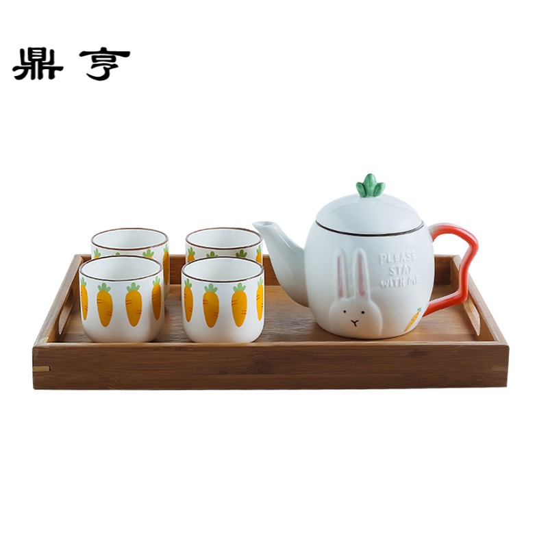 鼎亨韩版卡通陶瓷咖啡杯套装少女心创意下午茶茶具创意红茶水杯整