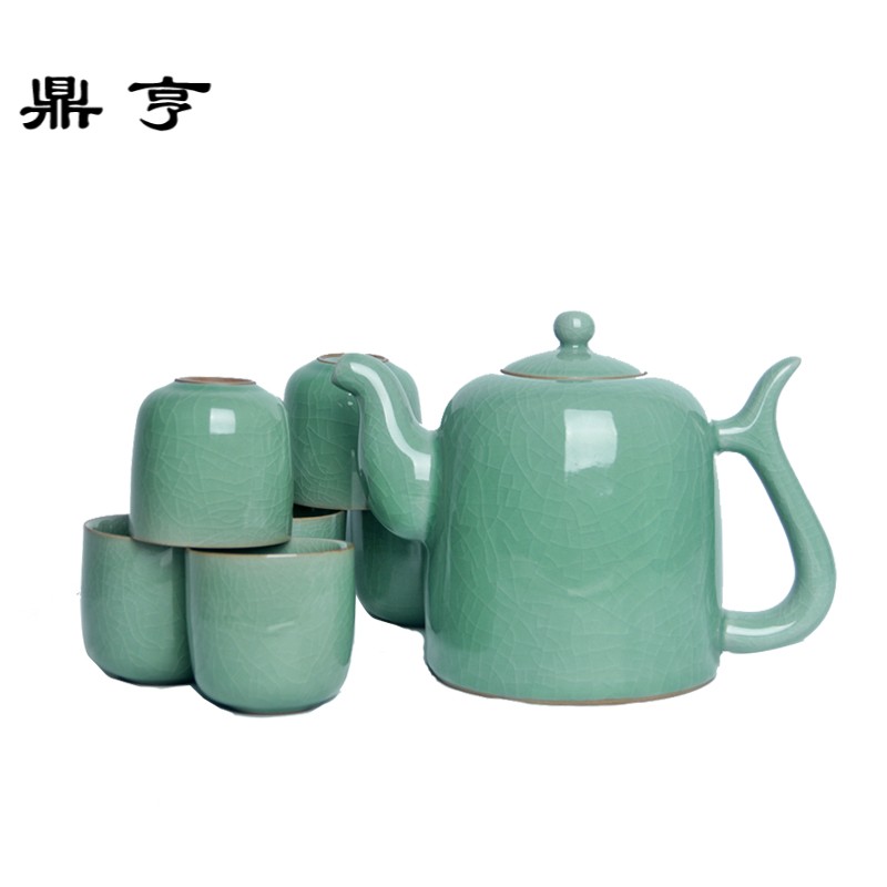 鼎亨创意青瓷茶壶 陶瓷冰裂纹特大号仿古凉水壶 泡茶壶1100ML茶具