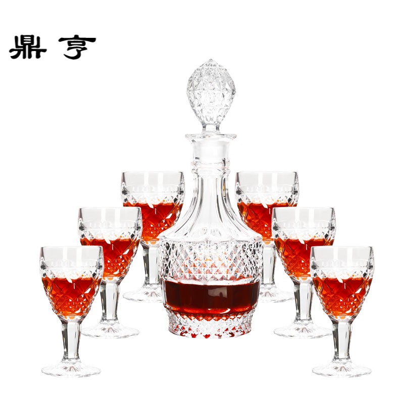 鼎亨创意轻奢欧式浮高脚杯 红酒杯酒瓶酒具套装 家用水晶玻璃醒