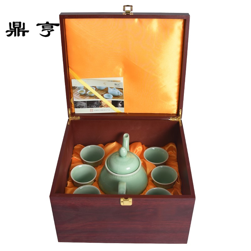 鼎亨龙泉青瓷宫廷大容量茶壶套装大茶壶冷水壶提梁壶茶杯水杯陶瓷