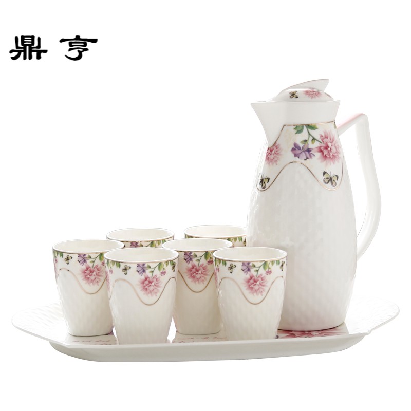 鼎亨陶瓷杯具客厅水杯套装家用 创意欧式凉水壶冷水壶杯子茶杯个