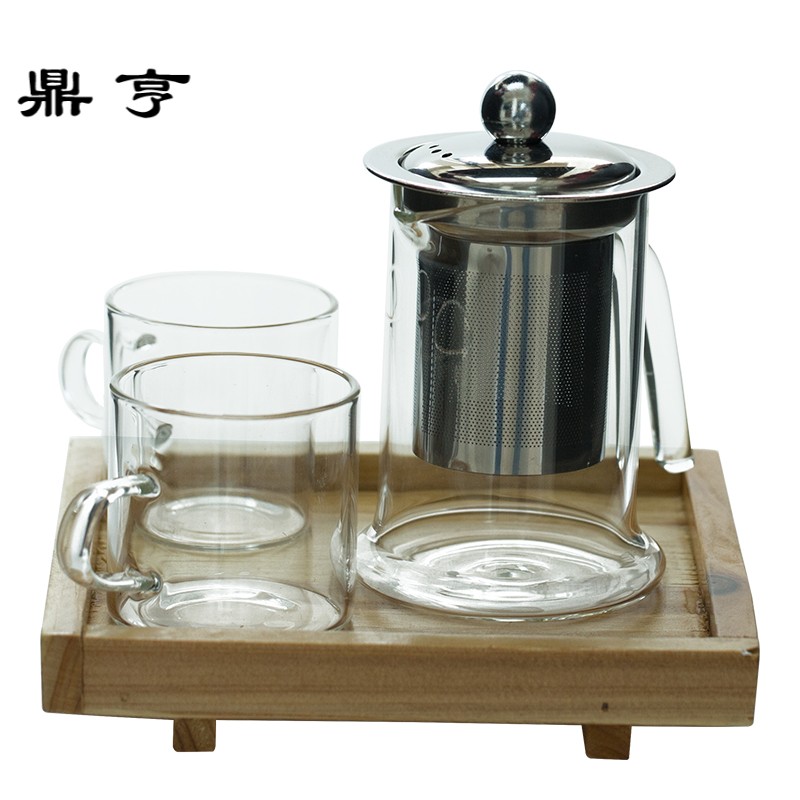 鼎亨涵素创意透明玻璃壶耐热耐高温玻璃家用可爱花茶壶水杯水具